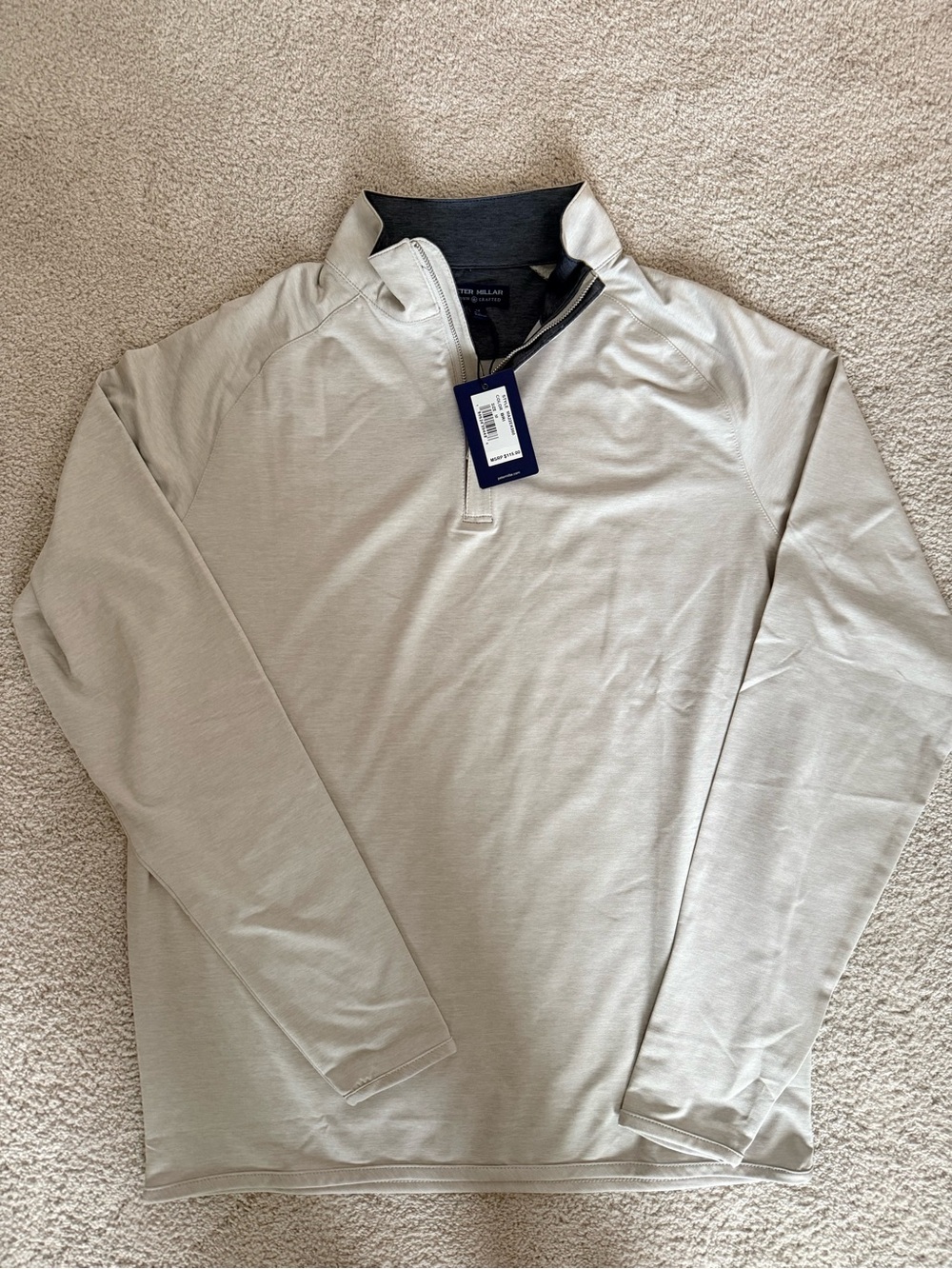 Peter Millar Navy and Light Gray 1/4 Zip Pullover